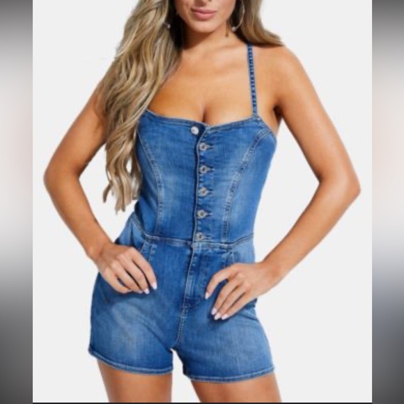 Guess Pants - Guess Classic Blue Denim Jumpsuit EUC XL